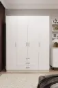 4 Kapaklı 3 Çekmeceli Gardırop 160x208 cm Çift Askılıklı MDFLAM Yatak Odası Gardırobu G-02 