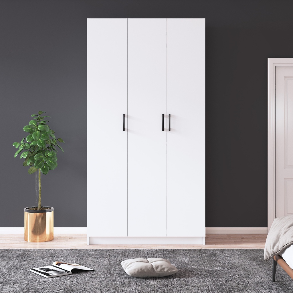 3 Kapaklı Gardırop 90cm %100 MDFLAM G-07