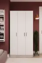 3 Kapaklı Küçük Gardırop 90x180 cm Dar Kompakt MDFLAM Yatak Odası Gardırobu G07 