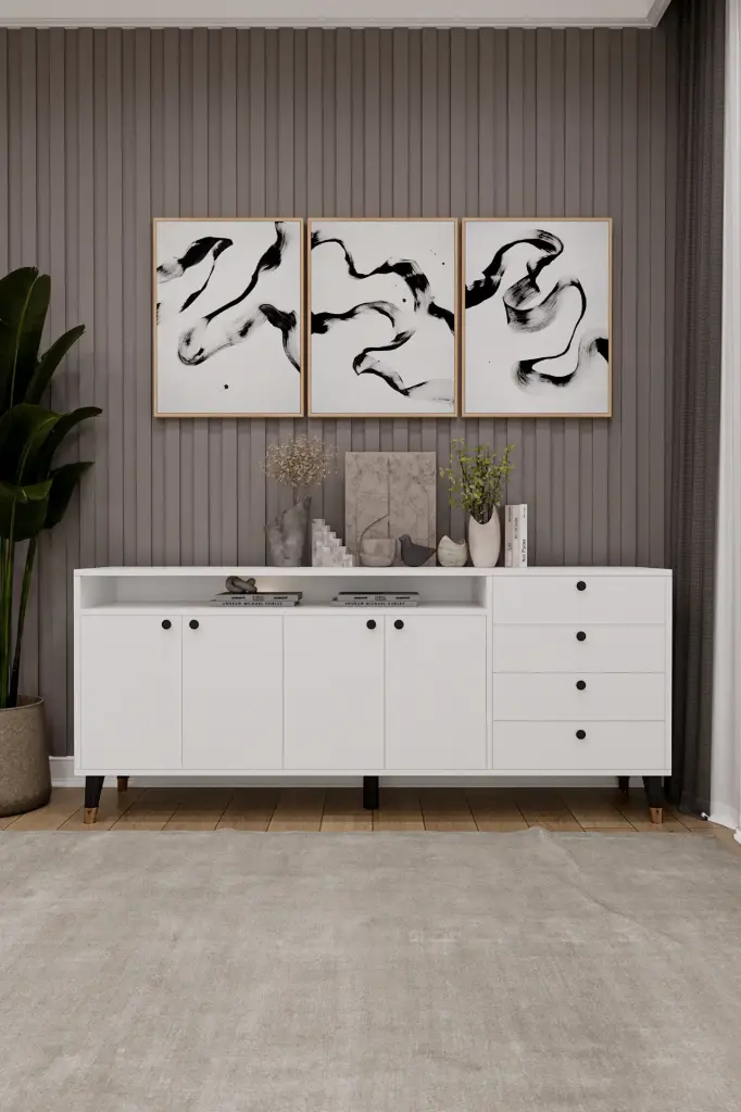 4 Kapaklı 2 Raf Bölmeli Konsol KNSL-06