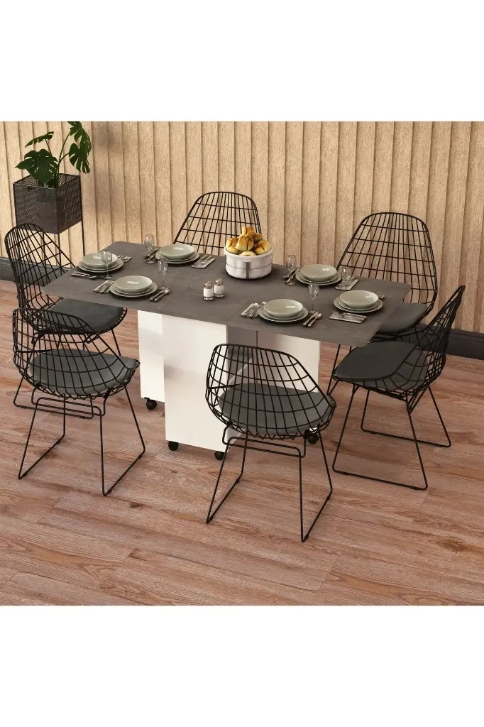 Katlanır Mutfak Masası Retro Gri KM-14 