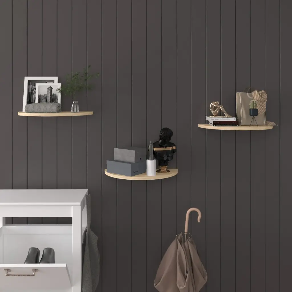 Duvar Rafı 3'lü Oval Set 35x25 cm MDF Dekoratif Raf - DRF-04
