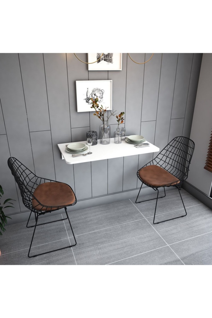 Duvara Monte Katlanır Masa - Beyaz DMM-01