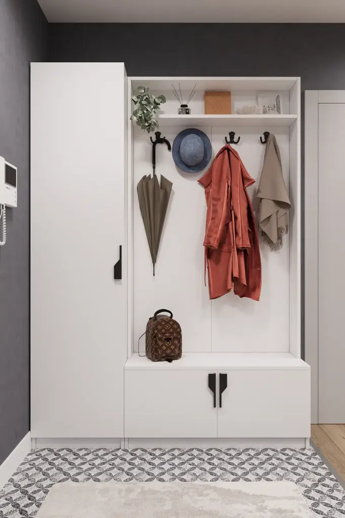 V-01 Ayakkabılıklı Askılıklı Vestiyer ve Portmanto 140 cm