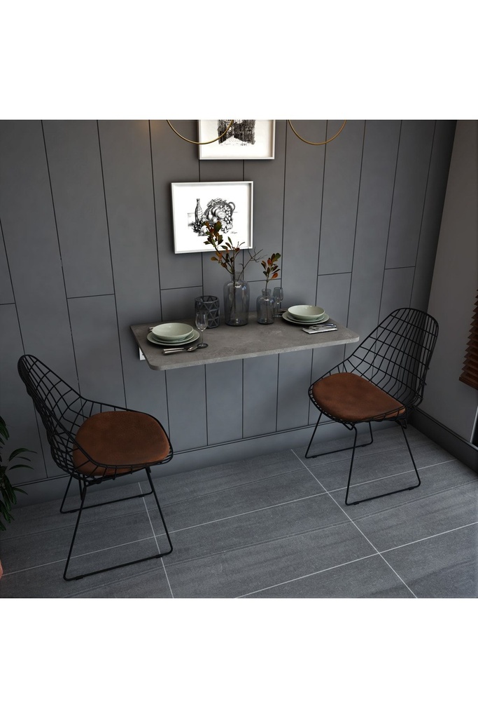 Duvara Monte Katlanır Masa - Retro Gri DMM-07