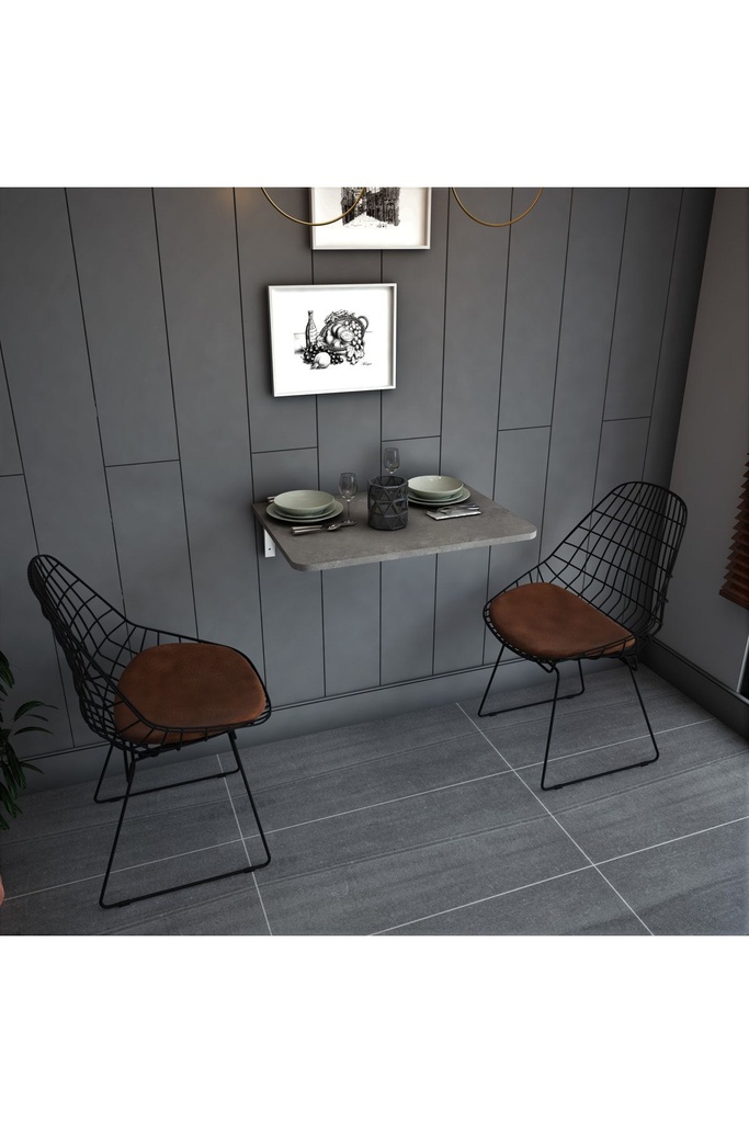 Duvara Monte Katlanır Masa - 68 cm - Retro Gri DMM-15