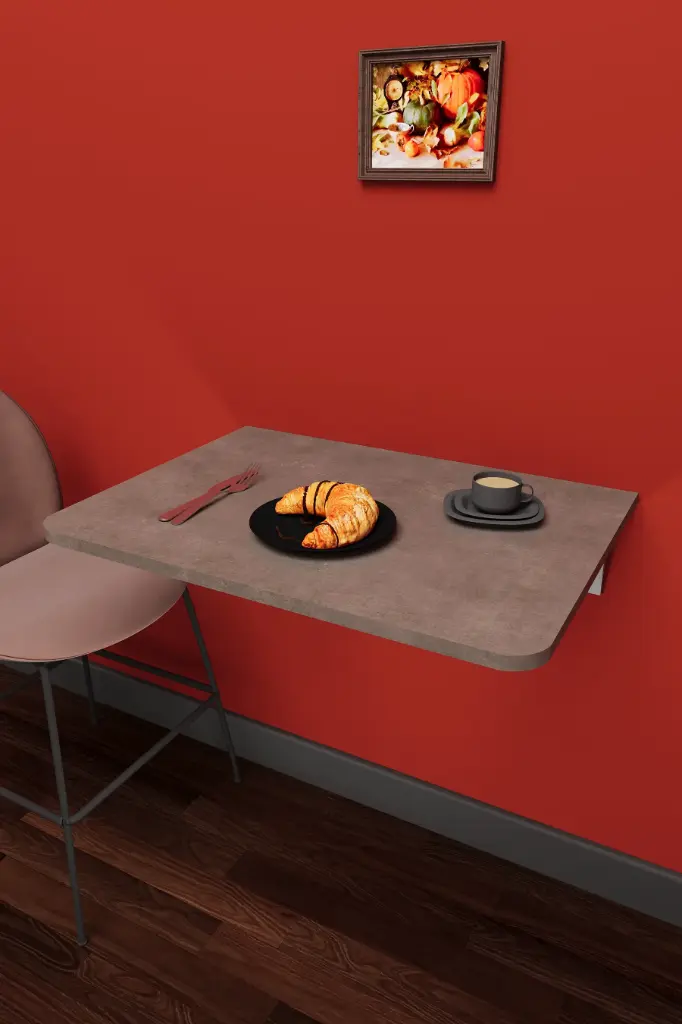 Duvara Monte Katlanır Masa Retro Gri 68x50 cm Açılır Kapanır - DMM-15 