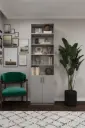 SUNTALAM - Kül Gri Kapaklı Kitaplık – 60x205 cm 8 Raflı K-33 