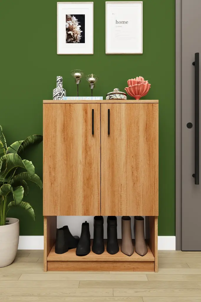 Petra 2 Kapaklı Ahşap Desenli Ayakkabılık Kapı Önü Ayakkabı Dolabı 71x105 cm - A-05