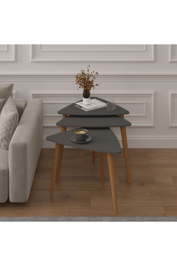 3’lü Üçgen Ahşap Ayaklı Zigon Sehpa %100 MDFLAM SEHPA02 (kopya)