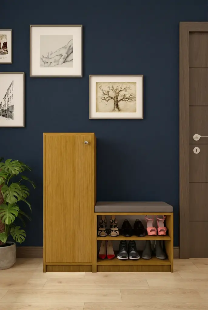 SUNTALAM - Puflu Tek Kapaklı Afrika Ceviz Ayakkabılık A-16