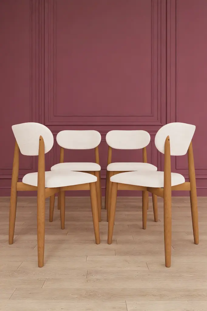 Dörtlü Sandalye Seti - Kayın Ayaklı, Ergonomik | SA04