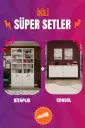 Modern Depolama ve Sergileme Seti - (Geniş Konsol & Modüler Kapaklı Kitaplık)