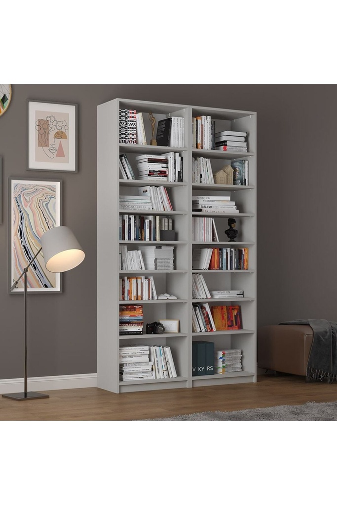 Kül Gri İki Modüllü Kitaplık %100 MDFLAM K-11