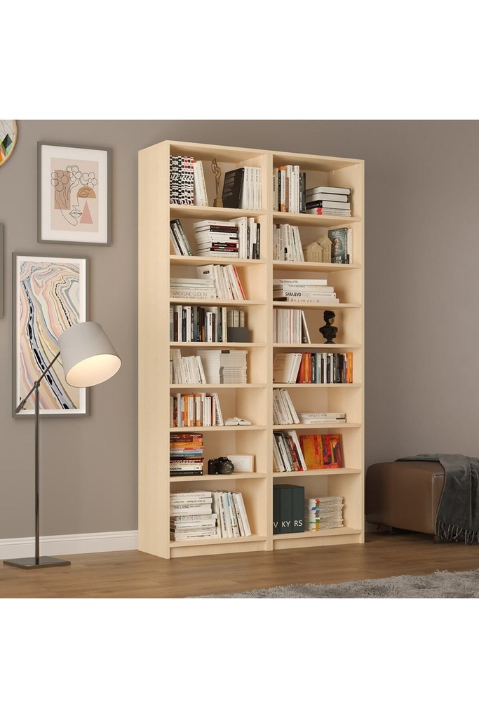 Akça Ağaç Kitaplık K-12 %100 MDFLAM