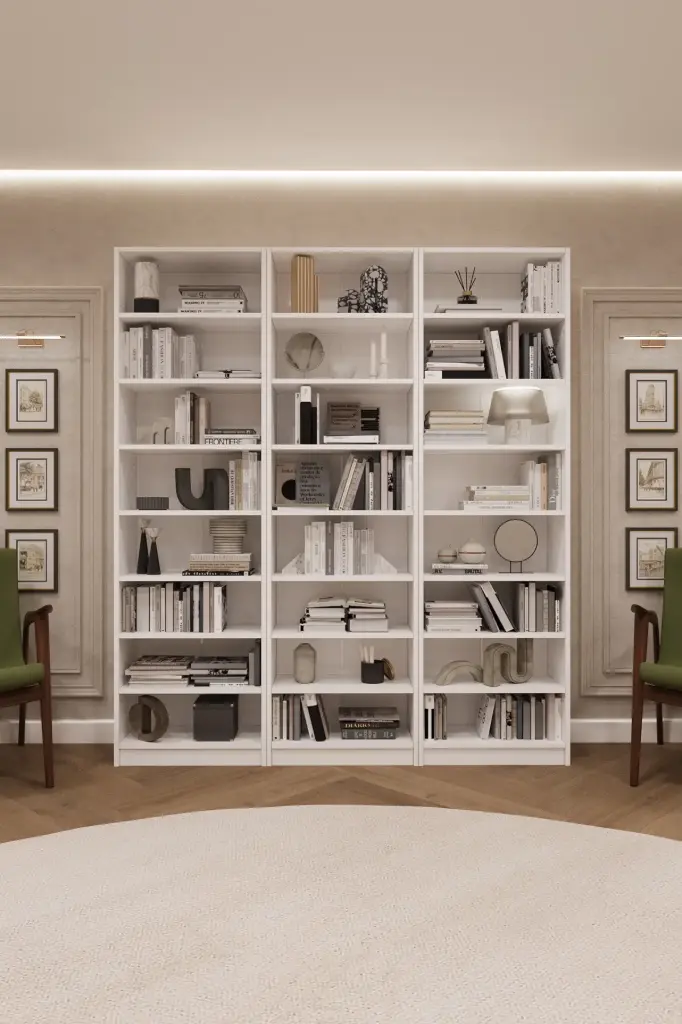 Beyaz Kitaplık – 180x205 cm 8 Raflı K-20