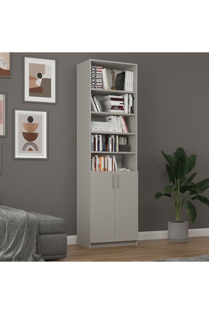 Kül Gri Kapaklı Kitaplık %100 MDFLAM K-33