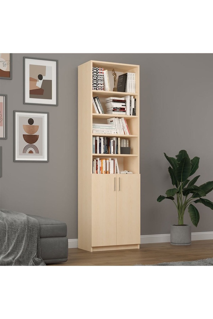 Asra Trend Akça Ağaç Kapaklı Kitaplık K-34 (MDFLAM)
