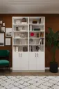 Geniş Beyaz Kapaklı İkili Kitaplık  – 120x208 cm %100 MDFLAM K-39