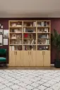 Doğal Görünümlü Safir Meşe Kapaklı Üçlü Kitaplık – 180x208 cm %100 MDFLAM K-51