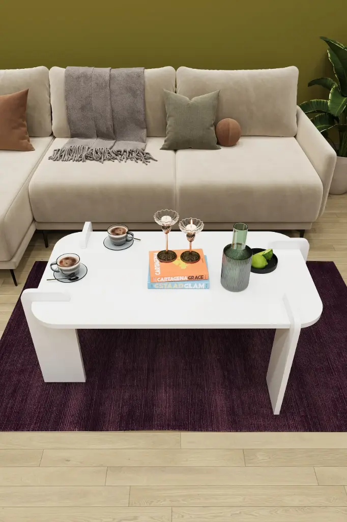 Minimal Orta Sehpa Geçmeli 90x50 cm %100 MDFLAM - OS04 