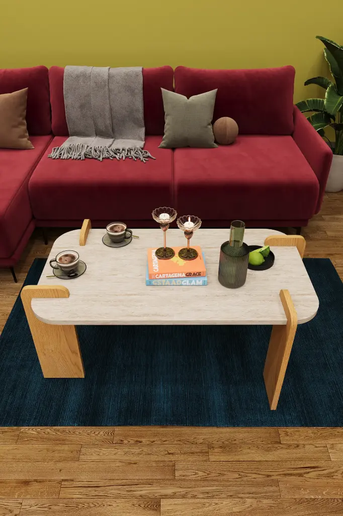 Minimal Orta Sehpa Geçmeli 90x50 cm %100 MDF - OS04