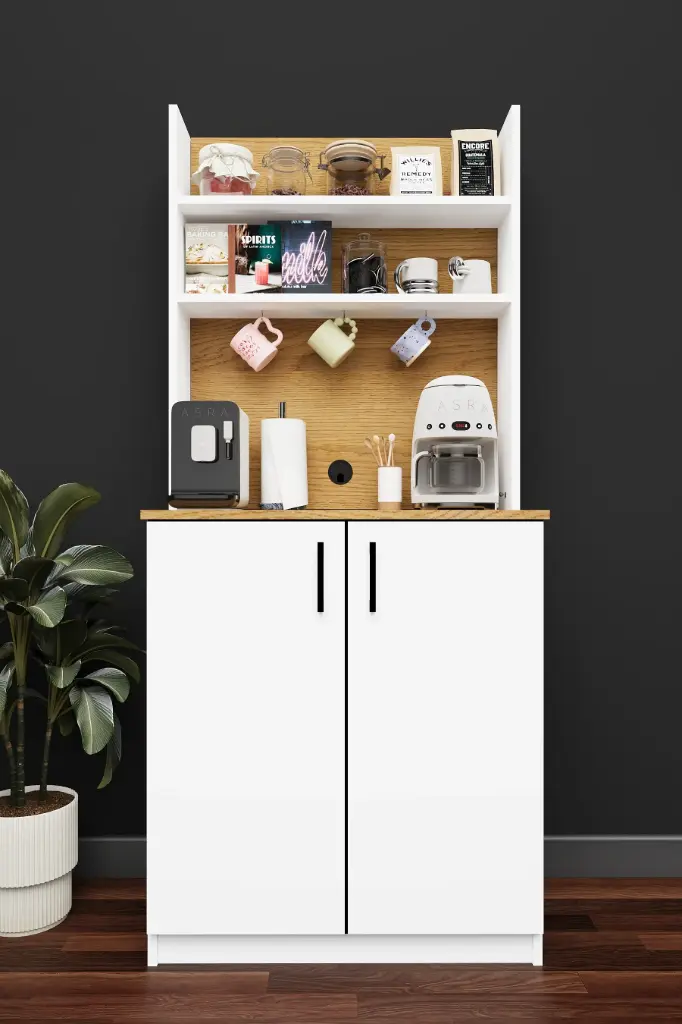Kompakt Kahve Köşesi Dolabı 80 cm Küçük Mutfak %100 MDF - KAHVE01