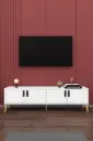Beyaz TV Ünitesi 160 cm Kapaklı Raflı MDFLAM - T-01 