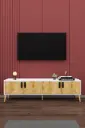 Safir Meşe & Beyaz TV Ünitesi 160 cm Kapaklı Raflı - T-02