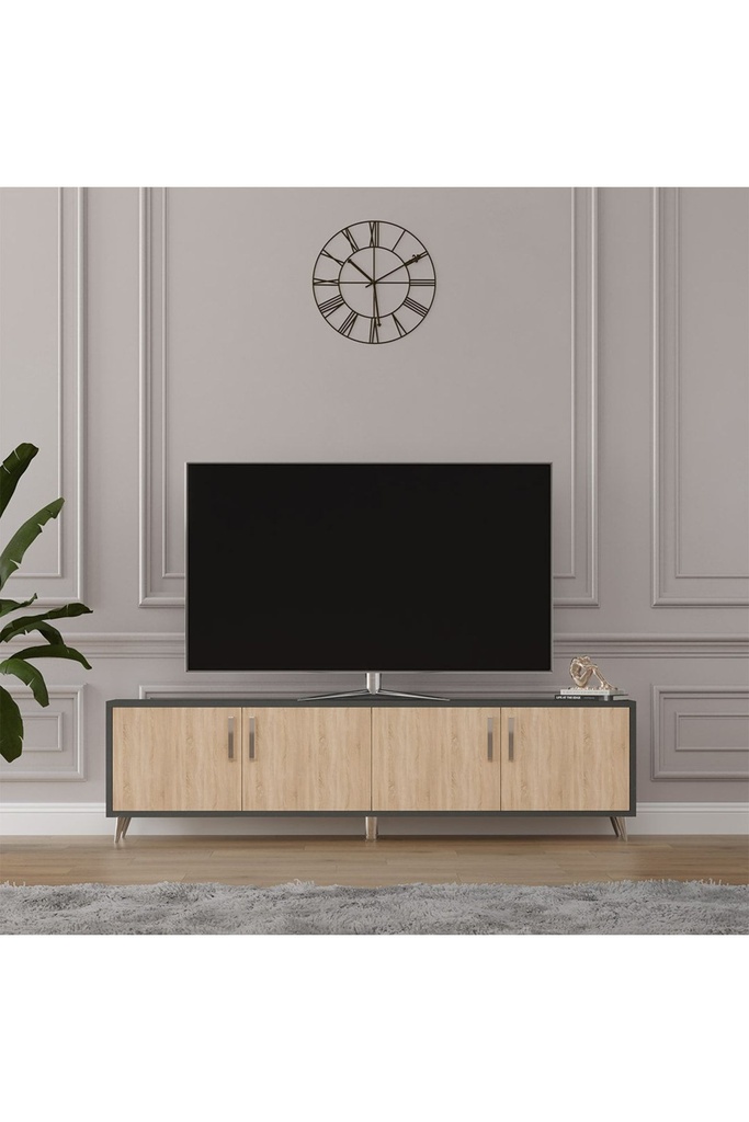 Tv Ünitesi Sonoma & Koyu Gri T-07