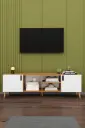 Petra & Beyaz T-11 TV Ünitesi 180 cm Açık Raflı Dolaplı Modern TV Sehpası