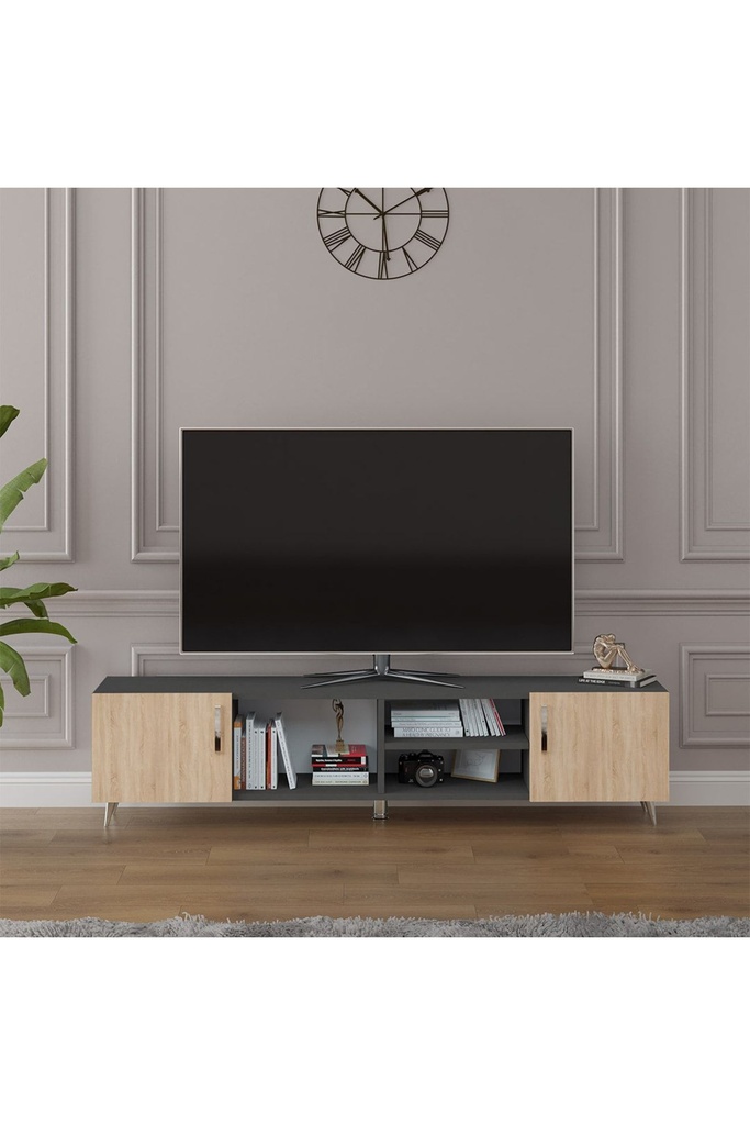 Tv Ünitesi Koyu Gri & Sonoma T-15 