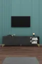 Antrasit TV Ünitesi 200 cm | 3 Kapaklı Açık Raflı Modern TV Sehpası T-21