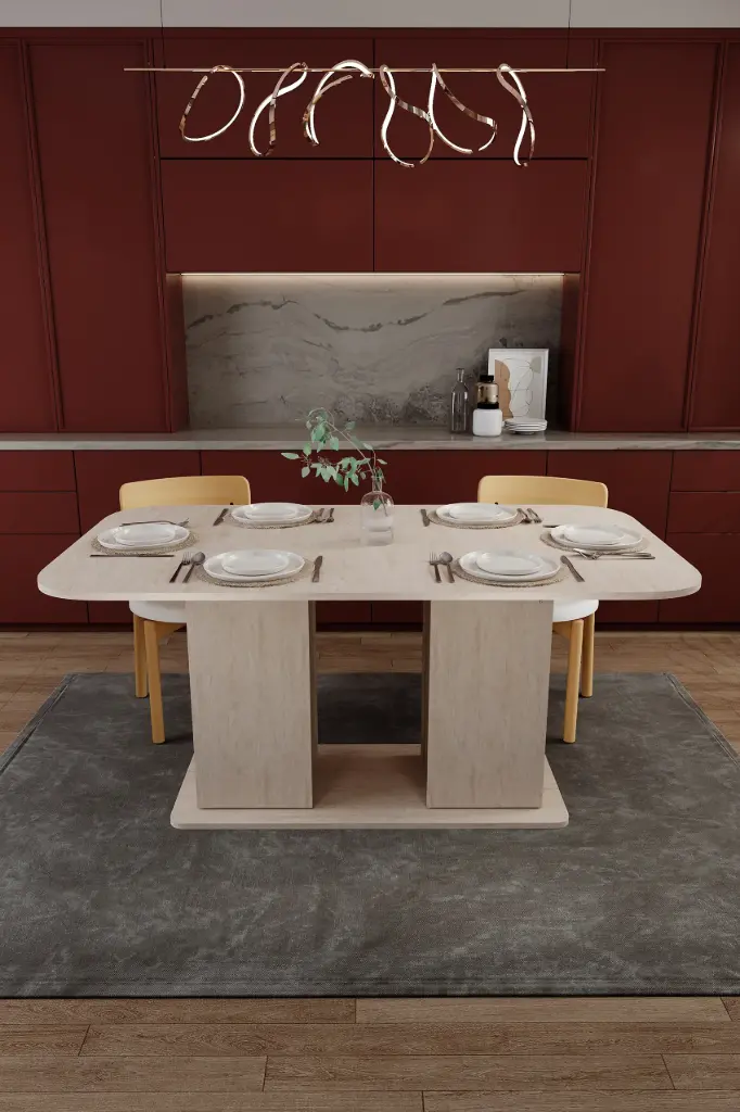6 Kişilik Yemek Masası 160x90 cm Dolaplı %100 MDF - YM-06