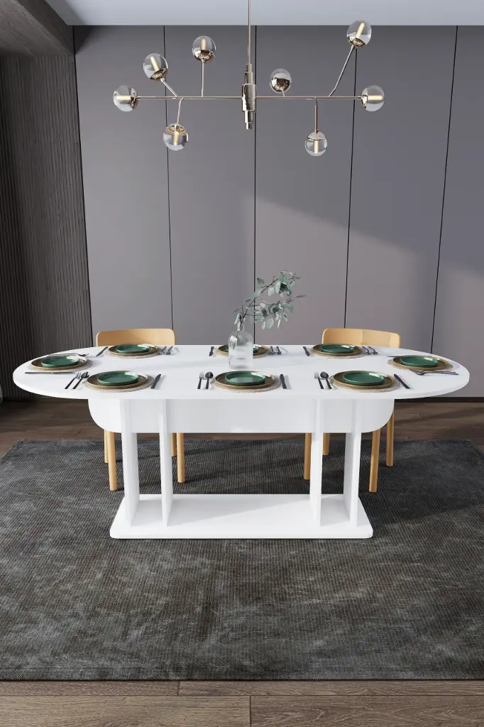 Oval Yemek Masası 8 Kişilik 200x90 cm %100 MDFLAM - YM-08