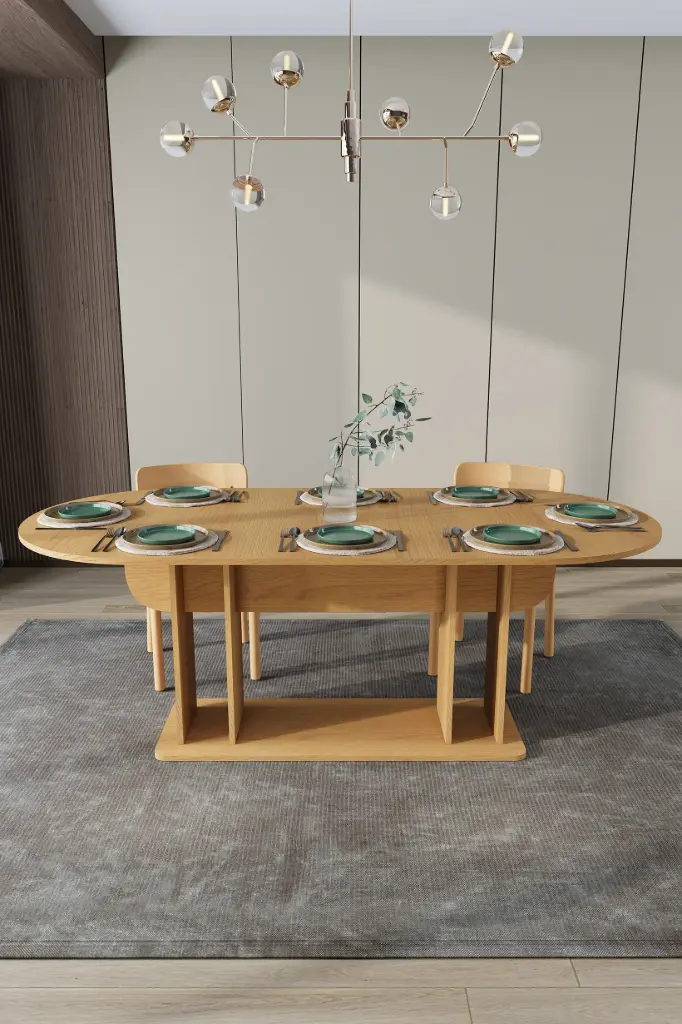 Oval Yemek Masası 8 Kişilik 200x90 cm %100 MDF - YM-08