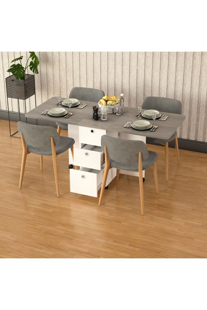 Retro Gri Katlanır Mutfak Masası KM-01