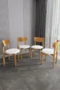 Dörtlü Sandalye Seti - Kayın Ayaklı, Ergonomik | SA04