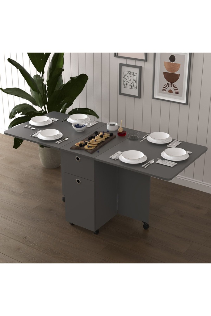 Koyu Gri Katlanır Mutfak/Yemek/Çalışma Masası %100 MDFLAM KM-28