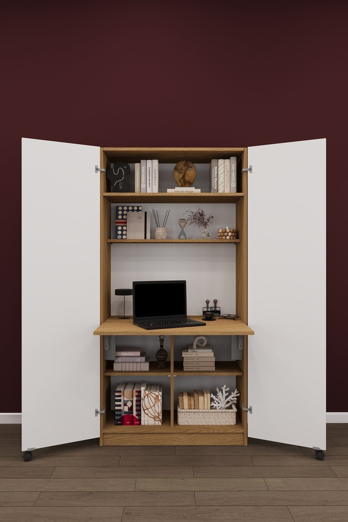 Çalışma Masalı Dolap Katlanır Masalı Kapaklı Raflı 80x180 cm MD-01