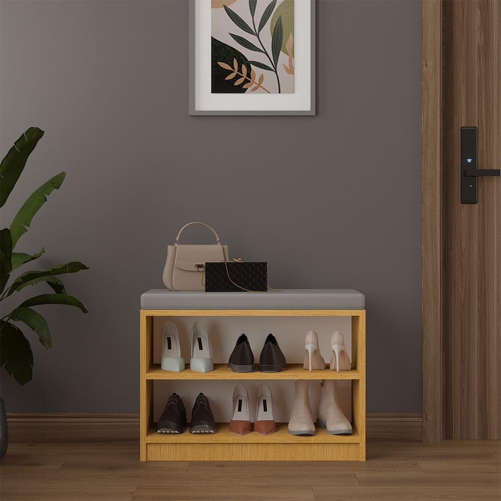 MDF - Puflu Ayakkabılık Afrika Ceviz PUF-02