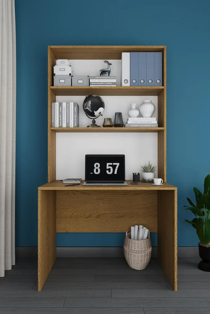 Kitaplıklı Çalışma Masası 100 cm, Raflı Ofis ve Ders Masası - ÇM-03 
