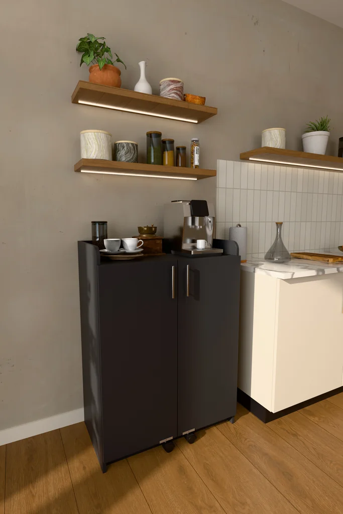 Mutfak Dolabı Kapak İçi Raflı Üst Tablalı 102 cm MDF - MK-08