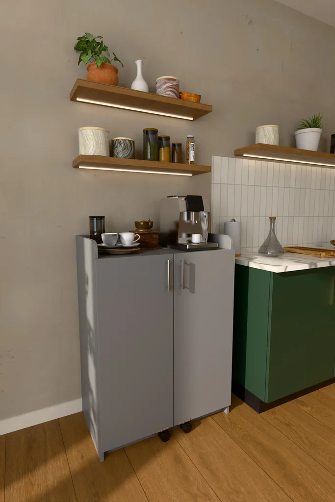 Mutfak Dolabı Kapak İçi Raflı Üst Tablalı 102 cm MDF - MK-08