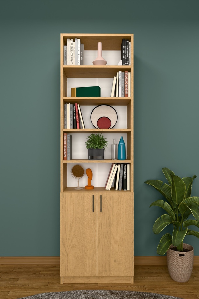 Karina Kapaklı Kitaplık 60x208 cm 8 Raflı %100 MDF K-36