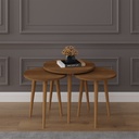 MDF - 3’lü Yuvarlak Zigon Sehpa Ahşap Ayaklı Nevada