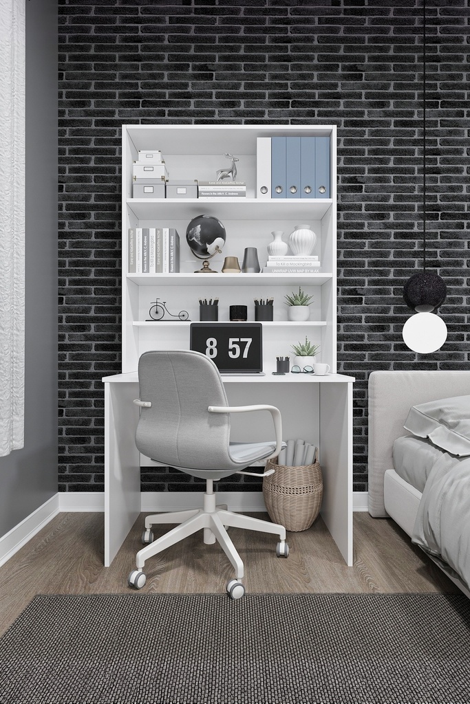 Kitaplıklı Çalışma Masası 100 cm, Raflı Ofis ve Ders Masası - ÇM-03 