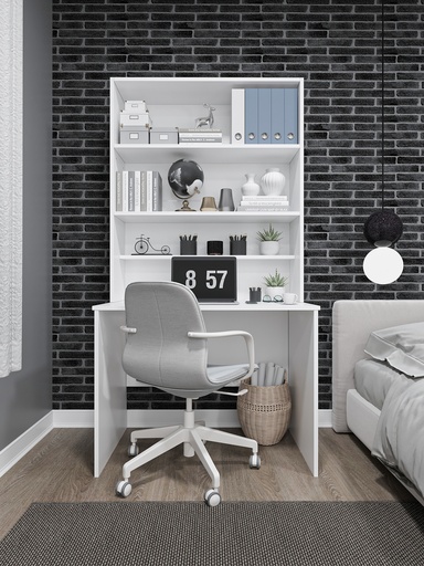 [CM03] Kitaplıklı Çalışma Masası 100 cm, Raflı Ofis ve Ders Masası - ÇM-03 