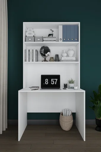 [CM03] Kitaplıklı Çalışma Masası 100 cm, Raflı Ofis ve Ders Masası - ÇM-03 