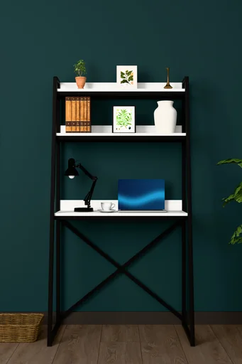 [METALKÇM01] Kitaplıklı Metal Çalışma Masası 90x50 cm Raflı - METALKÇM01